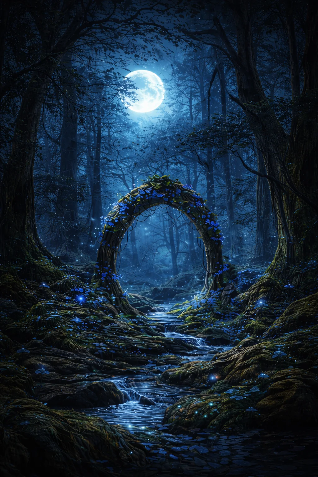 Magical portal in an enchanted forest